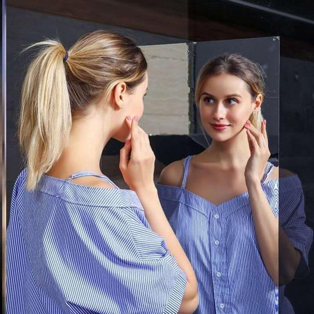 Mirror Wall Sticker ملصق حائط بمرآة مرنة ذاتية اللصق
