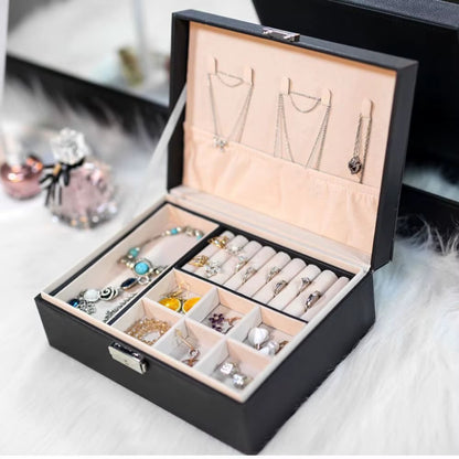Boîte à bijoux à double compartiment علبة مجوهرات مزدوجة الطبقات