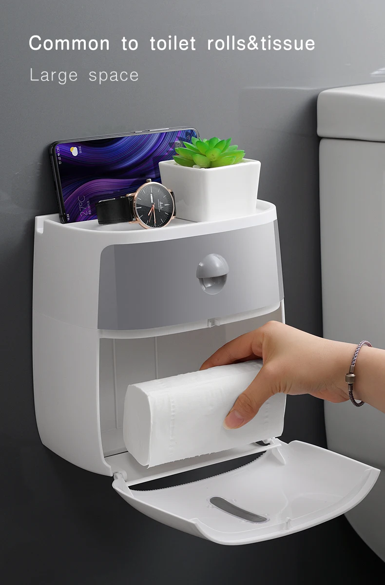 حامل لفة ورق تواليت مثبت على الحائط ، حافظة حامل ورق مرحاض ،Toilet paper holder