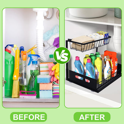 Cabinet Sink Rack Organizer منظم حوض الخزانة،