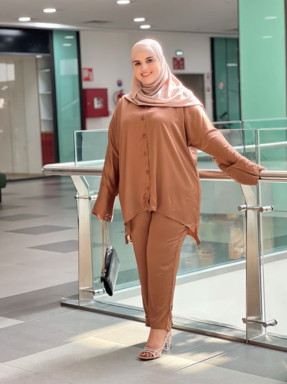 Ensemble Femme Sadafa en Satin – Élégant & Tendance