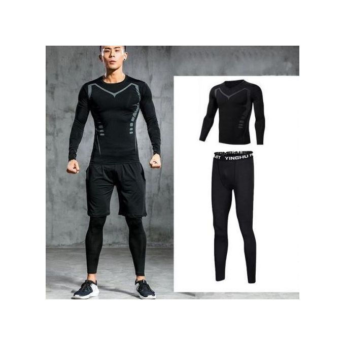 Survêtement de sport pour hommes طقم ضغط كامل بأكمام طويلة