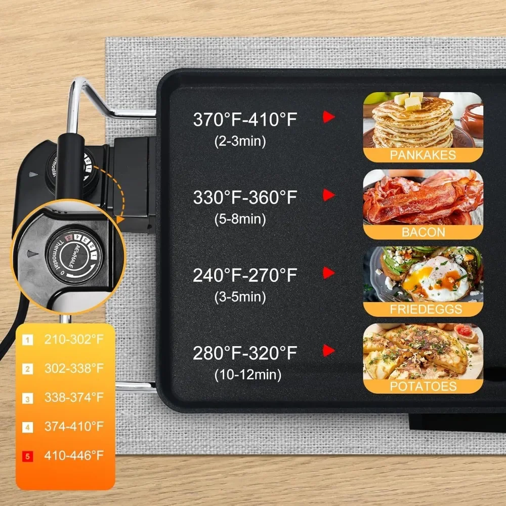 Grande Plaque Teppanyaki Électrique-شواية كهربائية كبيرة الحجم غير لاصقة مع تحكم في درجة الحرارة