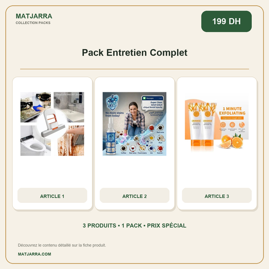 Pack Entretien Complet, pack MATJARRA de 3 produits, prix 199 DH