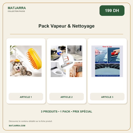 Pack Vapeur & Nettoyage, pack MATJARRA de 3 produits, prix 199 DH