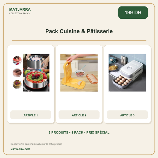 Pack Cuisine & Pâtisserie, pack MATJARRA de 3 produits, prix 199 DH