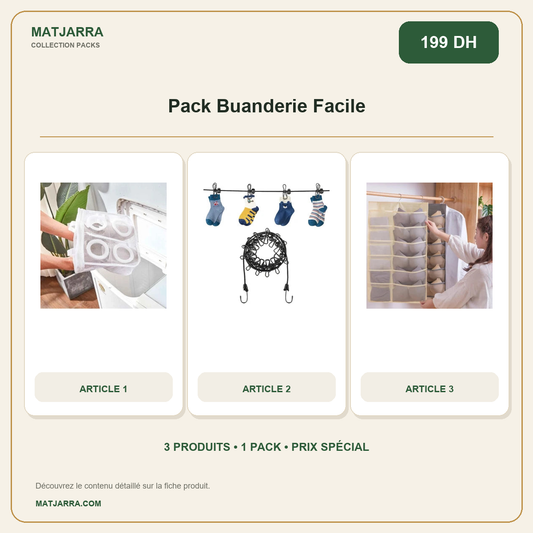 Pack Buanderie Facile, pack MATJARRA de 3 produits, prix 199 DH