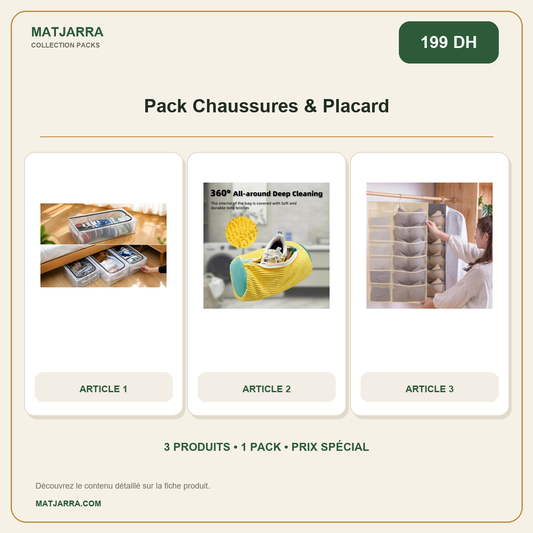 Pack Chaussures & Placard, pack MATJARRA de 3 produits, prix 199 DH
