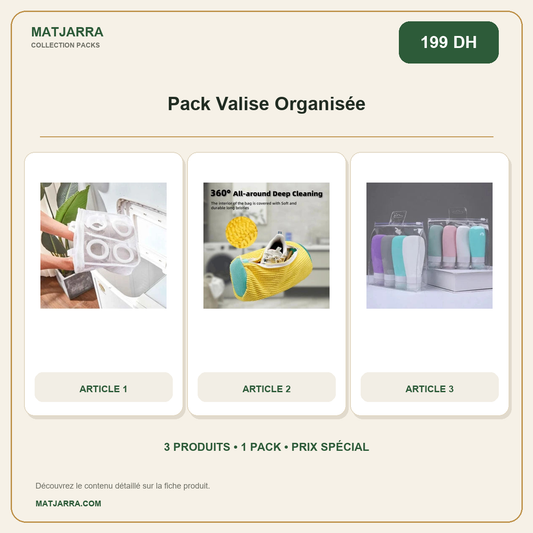 Pack Valise Organisée, pack MATJARRA de 3 produits, prix 199 DH