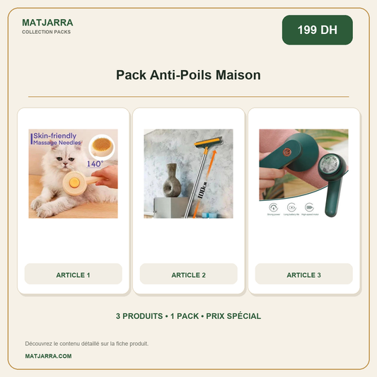 Pack Anti-Poils Maison, pack MATJARRA de 3 produits, prix 199 DH