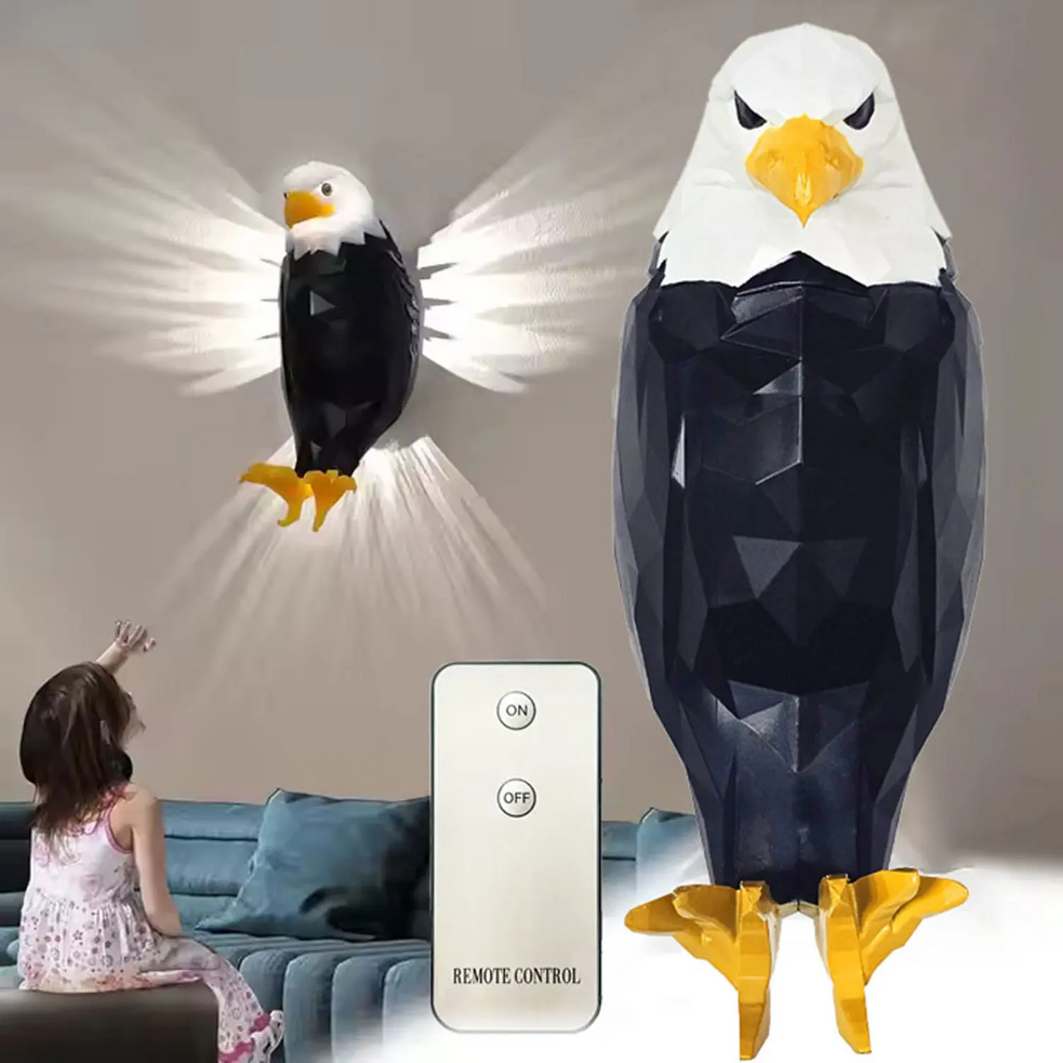 مصباح حائط ديكوري على شكل نسر LED - Applique murale Aigle Royal avec lumière œil de lion