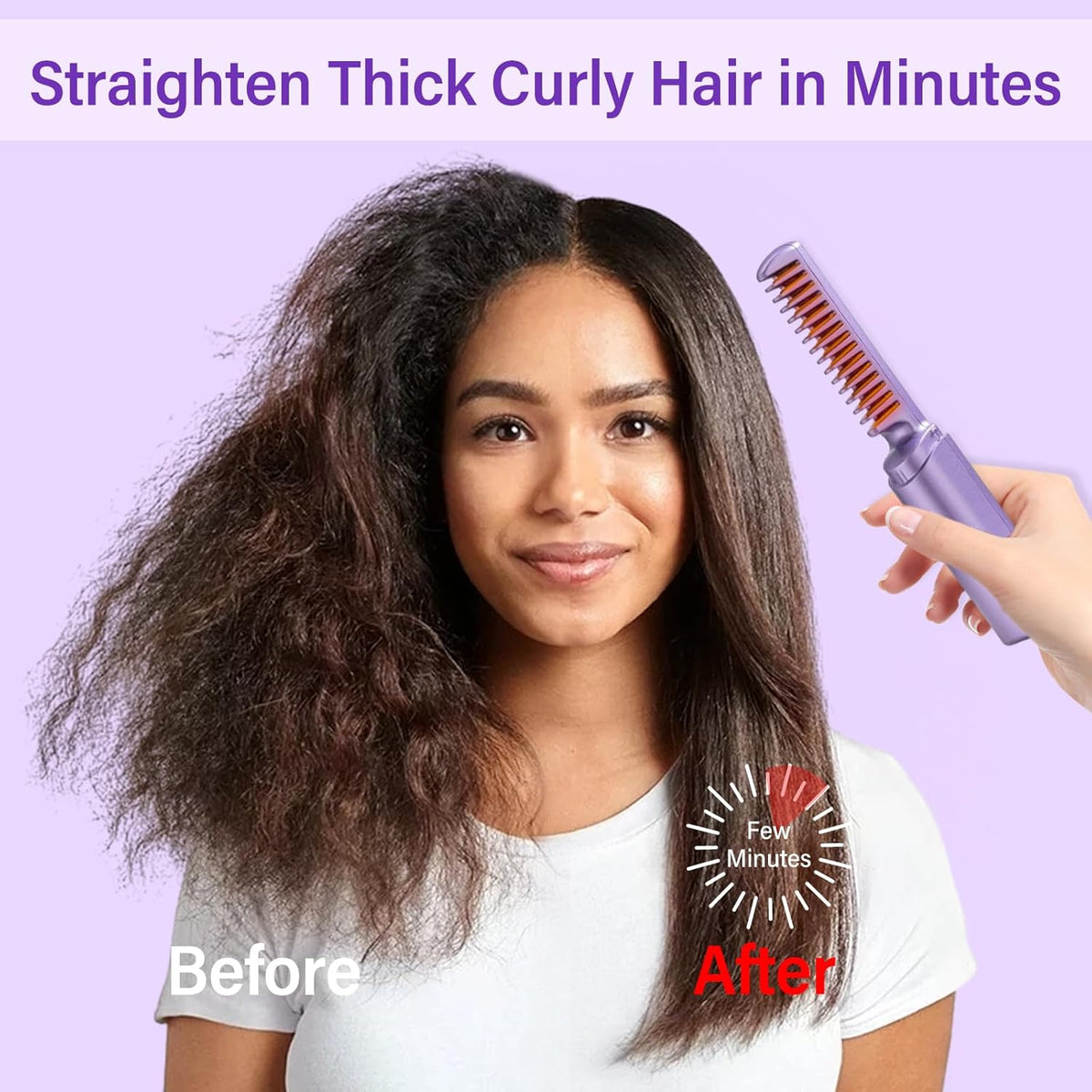 Mini lisseur à Cheveux فرشاة تمليس شعر لاسلكية 2 في 1،