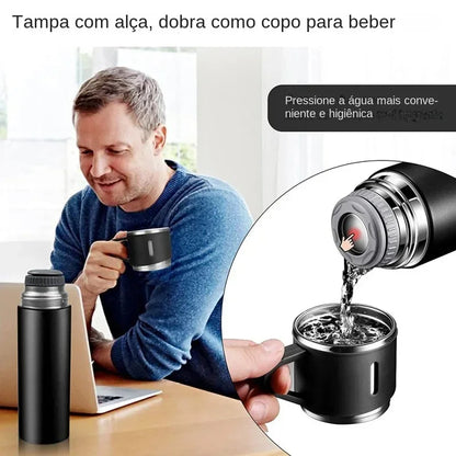 Thermos avec 3 tasses ترمس من الفولاذ المقاوم للصدأ