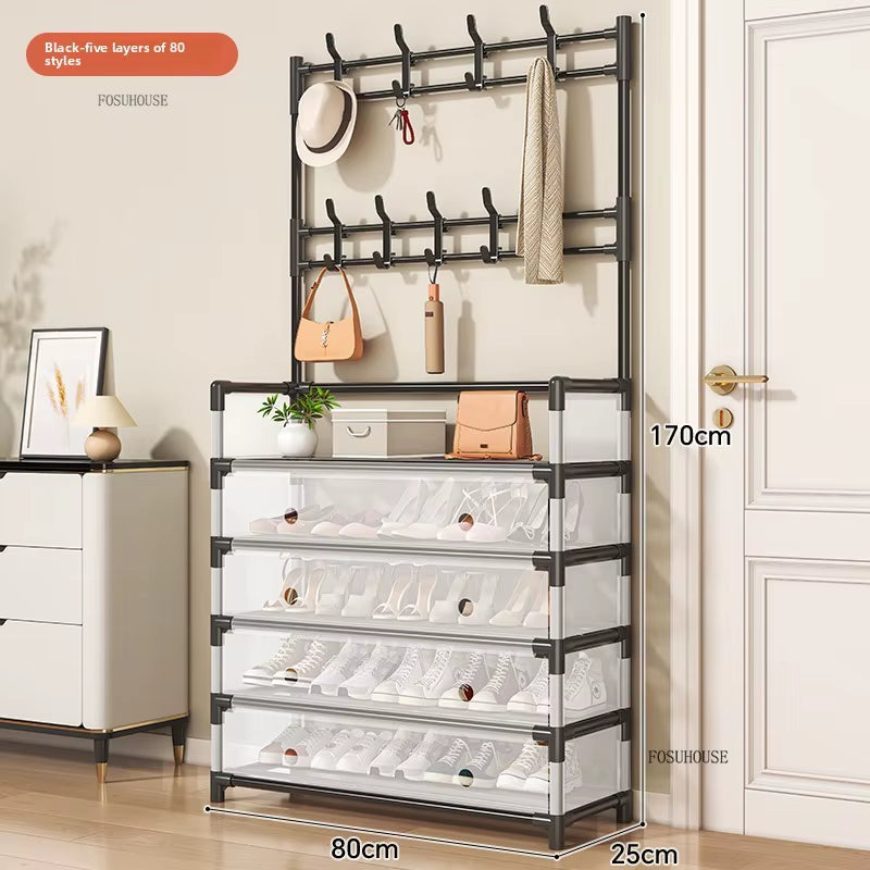 Étagères à chaussures avec porte-manteau رفوف أحذية مع حامل معاطف
