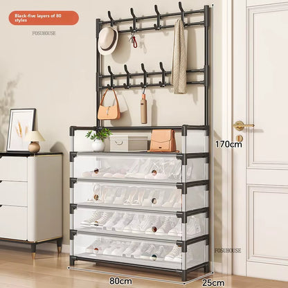 Étagères à chaussures avec porte-manteau رفوف أحذية مع حامل معاطف