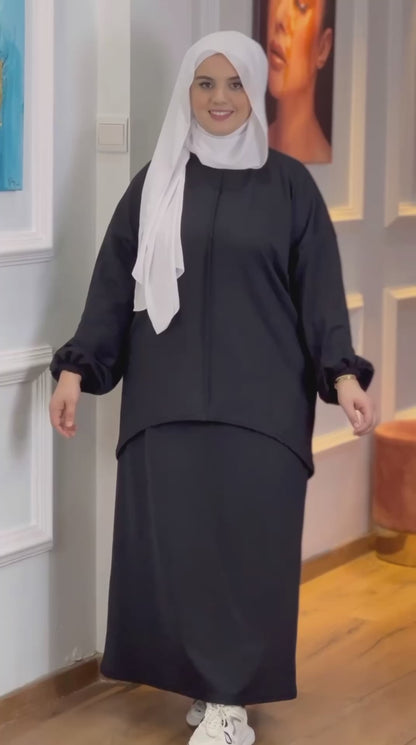 Ensemble Femme Jupe & Haut en Tissu Moutonné – Élégant & Tendance