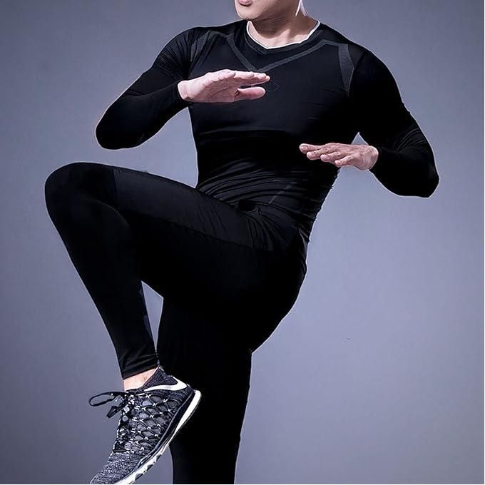 Survêtement de sport pour hommes طقم ضغط كامل بأكمام طويلة
