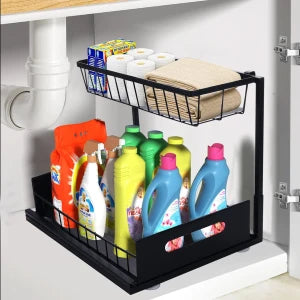 Cabinet Sink Rack Organizer منظم حوض الخزانة،