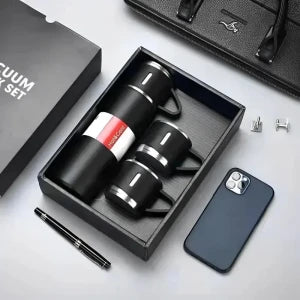 Thermos avec 3 tasses ترمس من الفولاذ المقاوم للصدأ