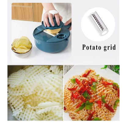 9-in-1 manual vegetable chopper أداة 9 في 1 لتقطيع الخضار يدويًا
