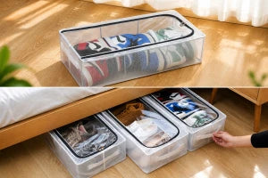 organisateurs de chaussures صندوق أحذية بلاستيكي شفاف قابل للتكديس