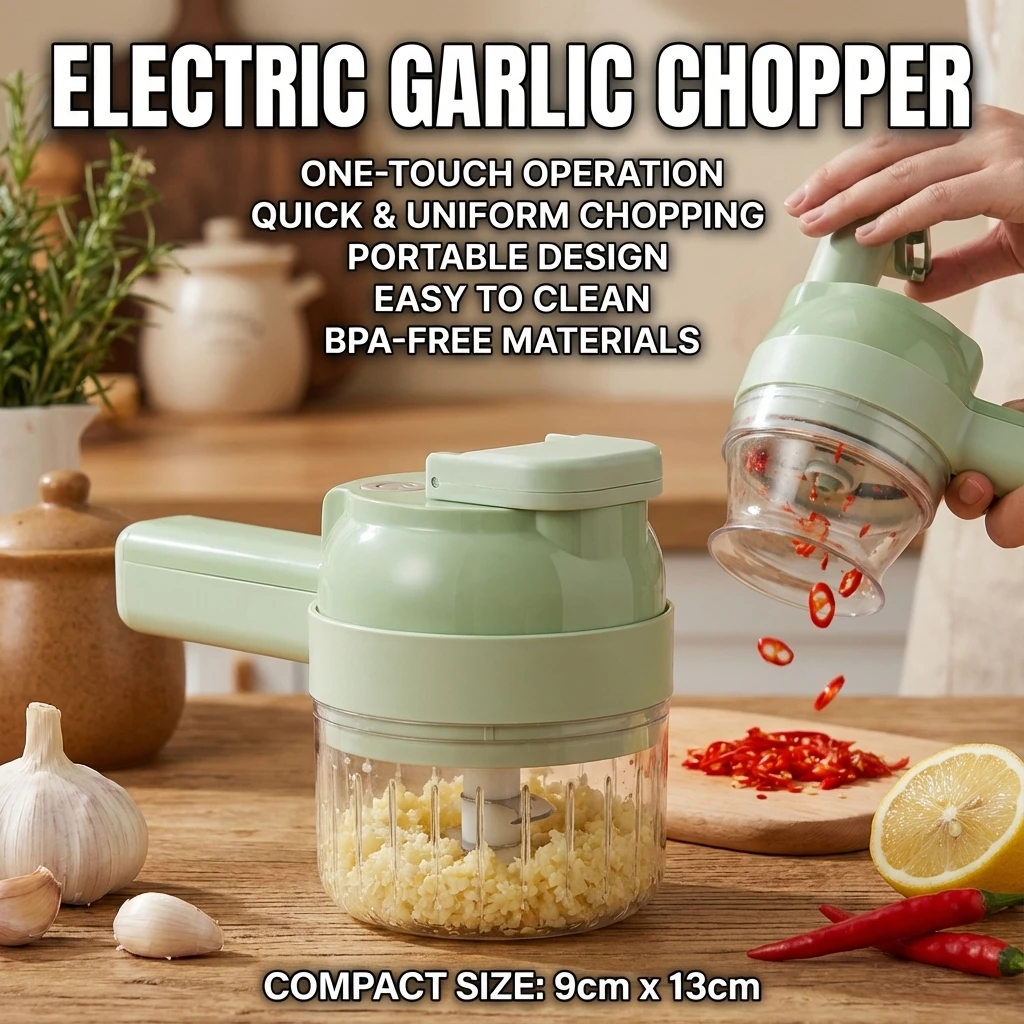 قطاعة خضروات كهربائية - Hachoir Électrique Portable 4 en 1 pour Légumes